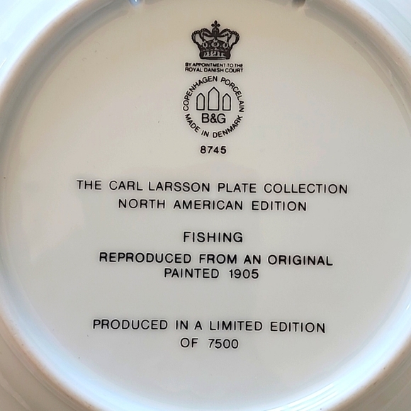 Denmark/ Danish Carl Larsson Plate Collection "Fishing" limited edition - Picture 5 of 6